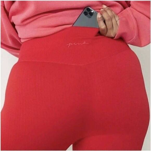 PINK| Active| Seamless| Legging| With backside Pocket - Picture 9 of 13